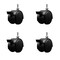 Service Caster 2'' Black Metal Hood Twin Caster with Brake Nylon Wheel 1/4 Thread Stem, 4PK SCC-TS02S50D-NYS-FB-B-142058-4 - alternate 1